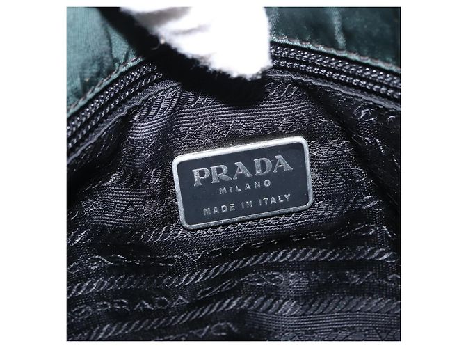 PRADA Borsa a Spalla in Nylon Verde Argento Auth 156244 - vista 20