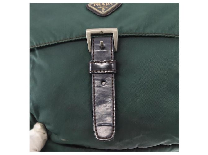 PRADA Borsa a Spalla in Nylon Verde Argento Auth 156244 - vista 9