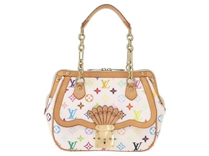 LOUIS VUITTON Borsa Gracie MM Monogram Multicolore Bianca M92590 LV Auth 151203SM Bianco - vista 13