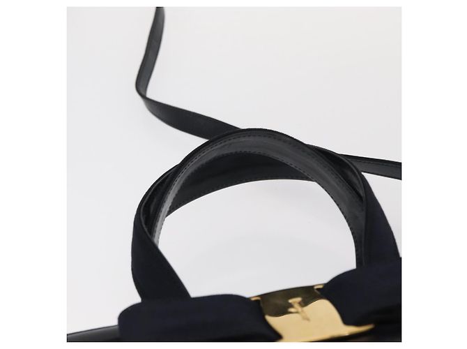 Borsa a mano in pelle Salvatore Ferragamo Vala 2 in 1 Blu Navy Oro Auth BA8399 - vista 14