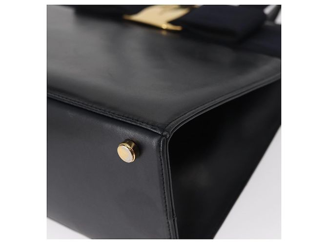 Borsa a mano in pelle Salvatore Ferragamo Vala 2 in 1 Blu Navy Oro Auth BA8399 - vista 16
