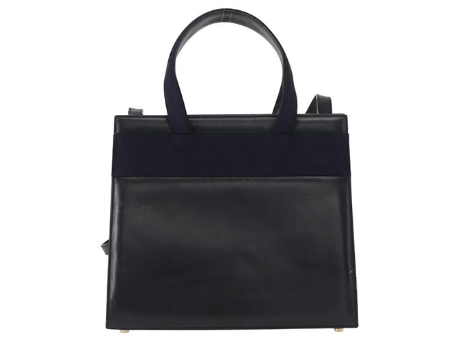 Borsa a mano in pelle Salvatore Ferragamo Vala 2 in 1 Blu Navy Oro Auth BA8399 - vista 2