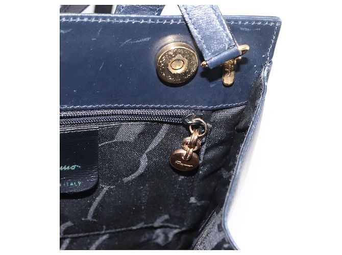 Borsa a mano in pelle Salvatore Ferragamo Vala 2 in 1 Blu Navy Oro Auth BA8399 - vista 22