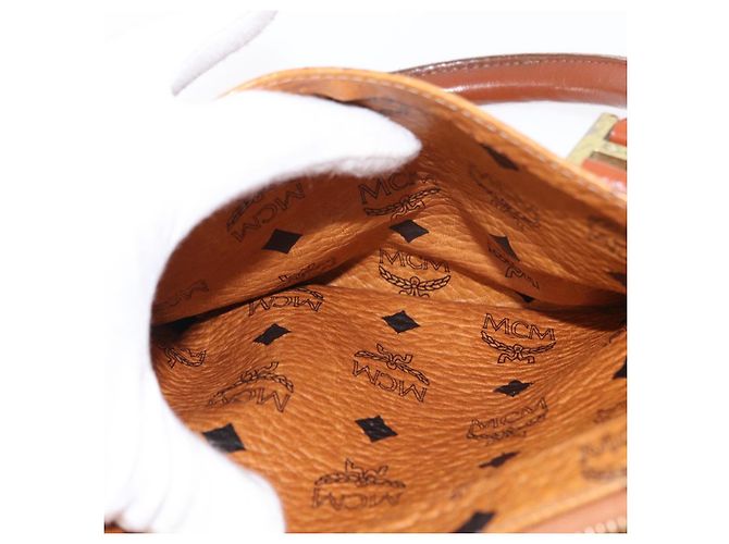 Borsa MCM Logogram Vicetos in pelle PVC marrone oro Auth BA8427 D'oro - vista 22