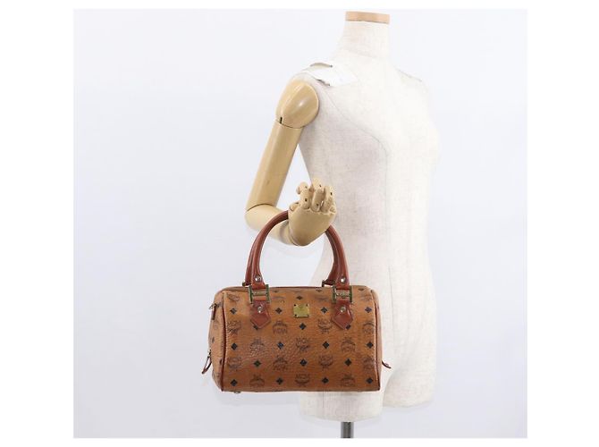 Borsa MCM Logogram Vicetos in pelle PVC marrone oro Auth BA8427 D'oro - vista 23