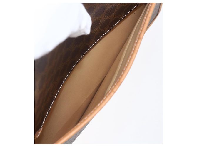 Céline Borsa a Spalla in Tela Macadam CELINE in Pelle PVC Marrone Oro Auth BA8389 D'oro - vista 11