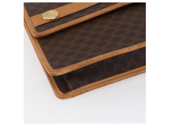 Céline Borsa a Spalla in Tela Macadam CELINE in Pelle PVC Marrone Oro Auth BA8389 D'oro - vista 14