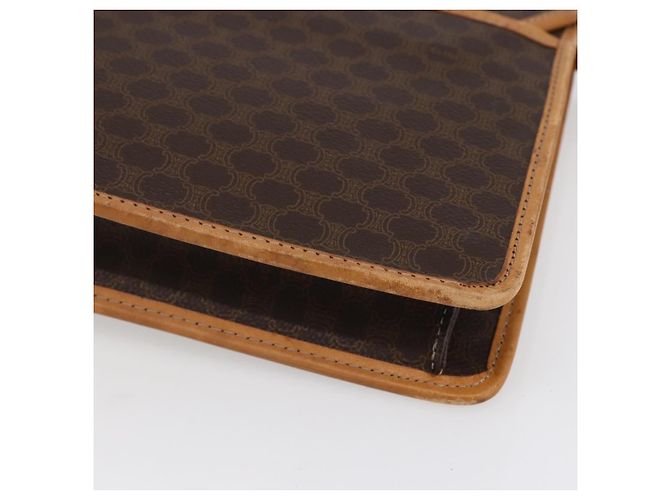 Céline Borsa a Spalla in Tela Macadam CELINE in Pelle PVC Marrone Oro Auth BA8389 D'oro - vista 15