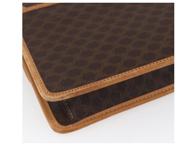 Céline Borsa a Spalla in Tela Macadam CELINE in Pelle PVC Marrone Oro Auth BA8389 D'oro - vista 16