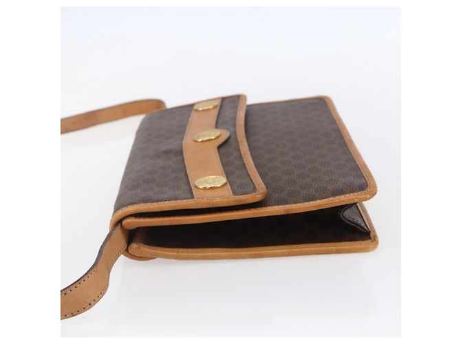 Céline Borsa a Spalla in Tela Macadam CELINE in Pelle PVC Marrone Oro Auth BA8389 D'oro - vista 3