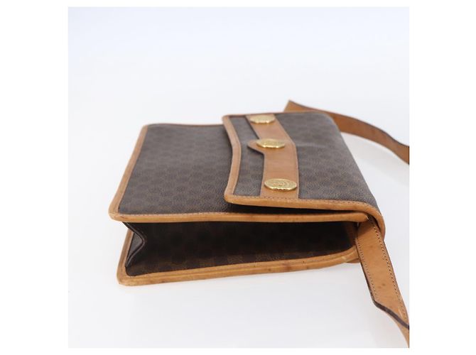 Céline Borsa a Spalla in Tela Macadam CELINE in Pelle PVC Marrone Oro Auth BA8389 D'oro - vista 4