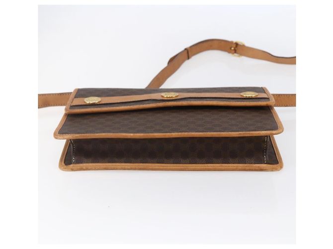 Céline Borsa a Spalla in Tela Macadam CELINE in Pelle PVC Marrone Oro Auth BA8389 D'oro - vista 5