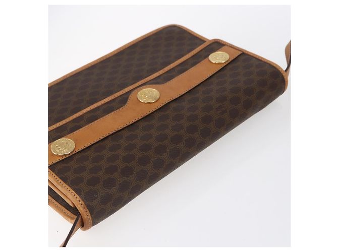 Céline Borsa a Spalla in Tela Macadam CELINE in Pelle PVC Marrone Oro Auth BA8389 D'oro - vista 6