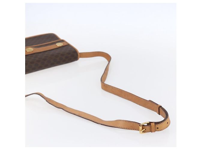 Céline Borsa a Spalla in Tela Macadam CELINE in Pelle PVC Marrone Oro Auth BA8389 D'oro - vista 7