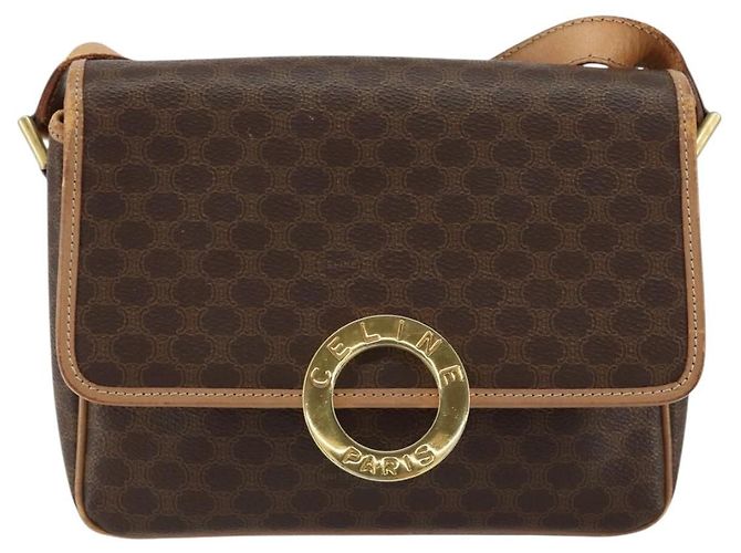 Céline Borsa a spalla circolare in tela Macadam CELINE in pelle PVC marrone oro Auth 153317 D'oro - vista 13