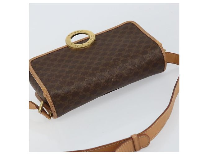 Céline Borsa a spalla circolare in tela Macadam CELINE in pelle PVC marrone oro Auth 153317 D'oro - vista 6