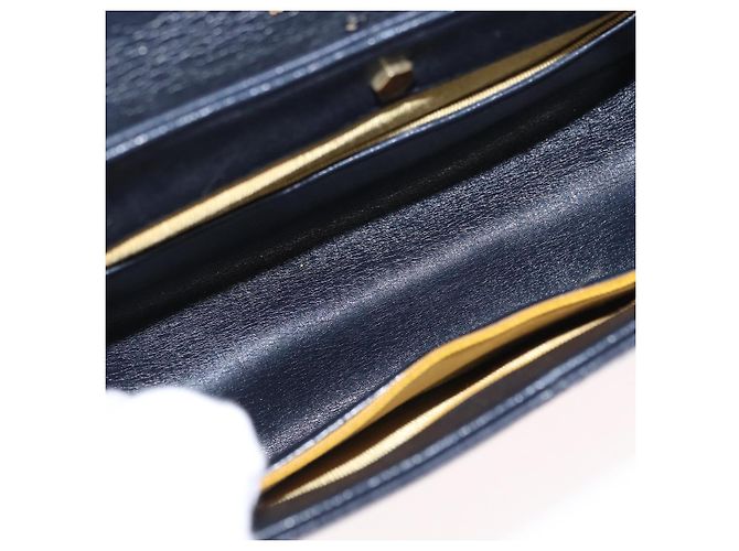 Borsa a Spalla Christian Dior in Pelle Blu Navy Oro Auth BA8402 D'oro - vista 12