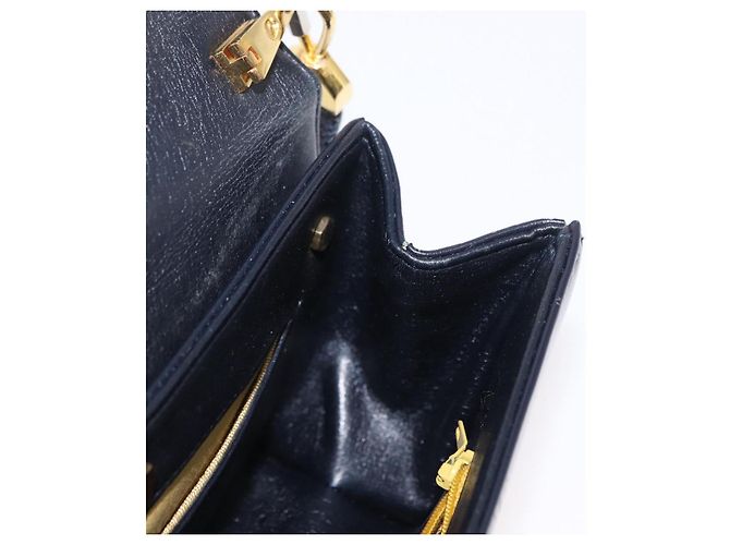 Borsa a Spalla Christian Dior in Pelle Blu Navy Oro Auth BA8402 D'oro - vista 19
