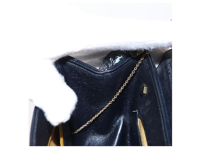Borsa a Spalla Christian Dior in Pelle Blu Navy Oro Auth BA8402 D'oro - vista 20