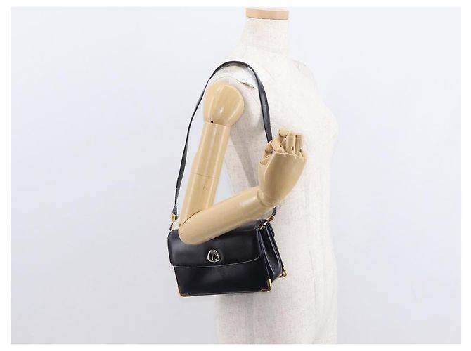 Borsa a Spalla Christian Dior in Pelle Blu Navy Oro Auth BA8402 D'oro - vista 25