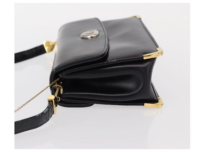 Borsa a Spalla Christian Dior in Pelle Blu Navy Oro Auth BA8402 D'oro - vista 4