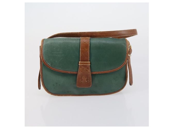 Céline Borsa a mano in pelle CELINE Givenchy 2 pezzi blu navy e verde Auth BA8093 - vista 10