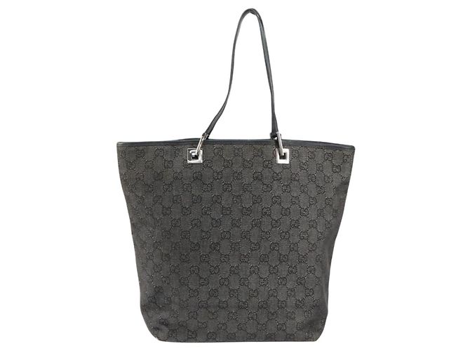 GUCCI GG Canvas Shoulder Bag Black Silver 31243 Auth 148685 Silvery - view 13