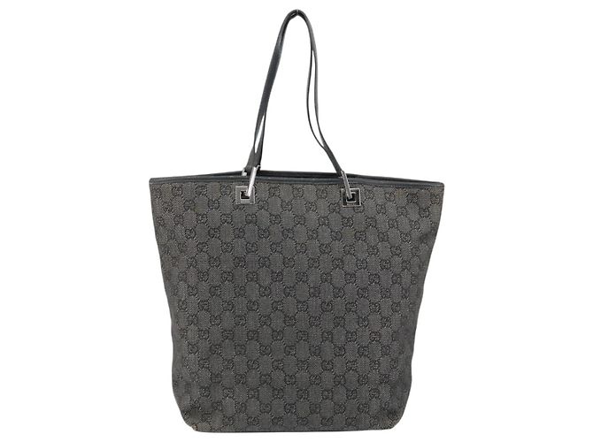 GUCCI GG Canvas Shoulder Bag Black Silver 31243 Auth 148685 Silvery - view 2