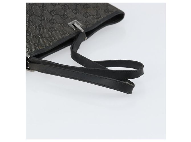 GUCCI GG Canvas Shoulder Bag Black Silver 31243 Auth 148685 Silvery - view 7