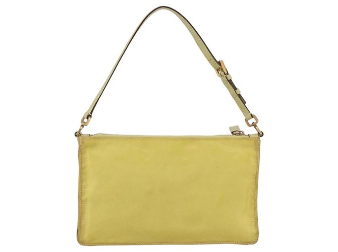 PRADA Accessory Pouch Nylon Yellow Gold Auth 152259 Golden - view 2