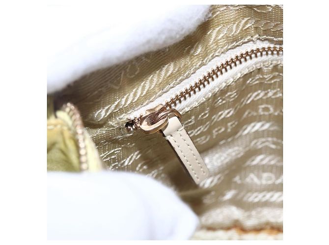 PRADA Accessory Pouch Nylon Yellow Gold Auth 152259 Golden - view 21