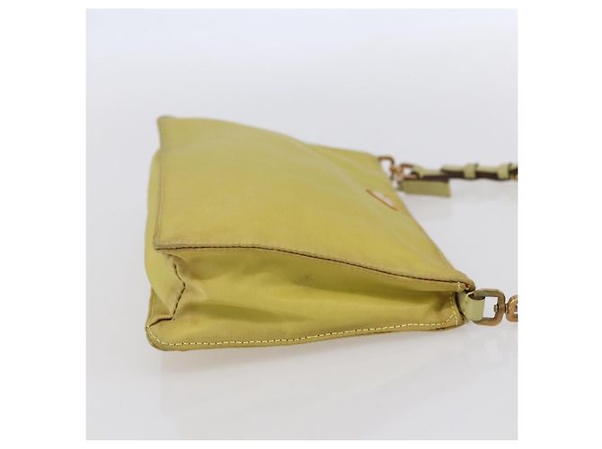 PRADA Accessory Pouch Nylon Yellow Gold Auth 152259 Golden - view 4