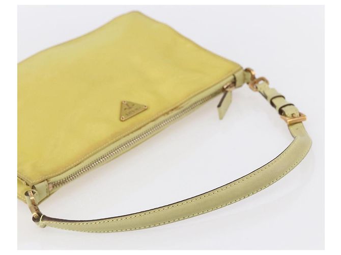 PRADA Accessory Pouch Nylon Yellow Gold Auth 152259 Golden - view 7