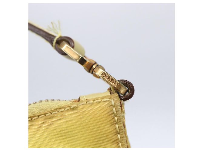 PRADA Accessory Pouch Nylon Yellow Gold Auth 152259 Golden - view 8
