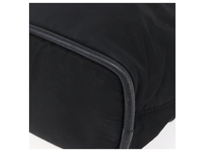 Céline Borsa a Spalla CELINE Nylon Nero Oro Auth 152231 D'oro - vista 10