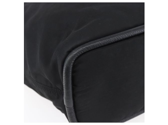 Céline Borsa a Spalla CELINE Nylon Nero Oro Auth 152231 D'oro - vista 13