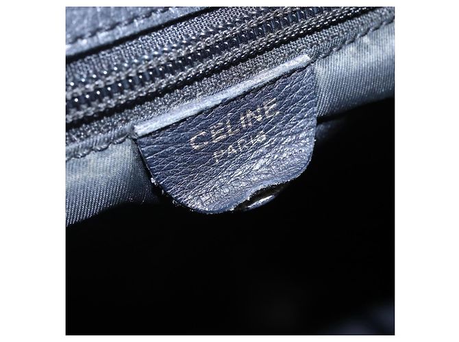 Céline Borsa a Spalla CELINE Nylon Nero Oro Auth 152231 D'oro - vista 14