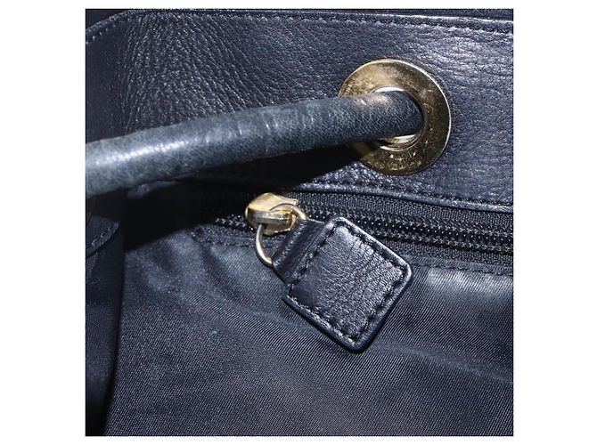 Céline Borsa a Spalla CELINE Nylon Nero Oro Auth 152231 D'oro - vista 15
