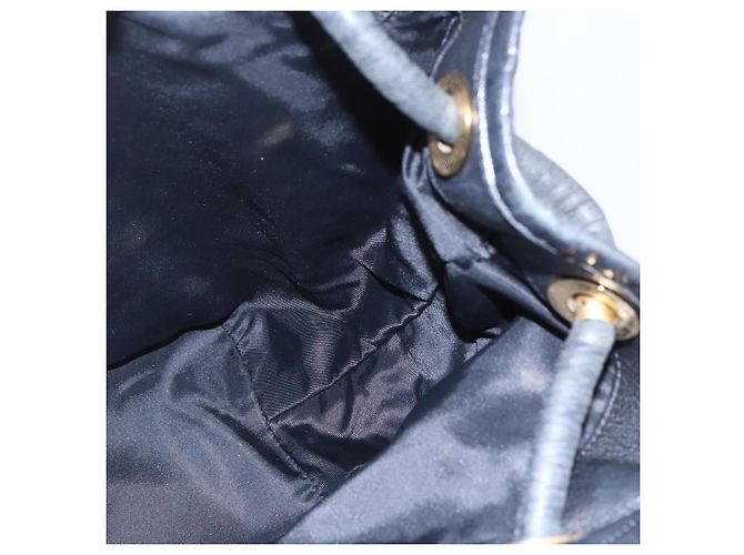 Céline Borsa a Spalla CELINE Nylon Nero Oro Auth 152231 D'oro - vista 17