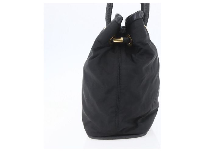 Céline Borsa a Spalla CELINE Nylon Nero Oro Auth 152231 D'oro - vista 4