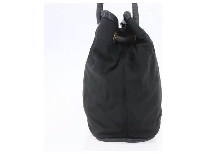 Céline Borsa a Spalla CELINE Nylon Nero Oro Auth 152231 D'oro - vista 5