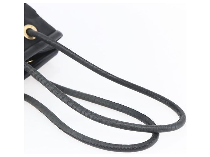Céline Borsa a Spalla CELINE Nylon Nero Oro Auth 152231 D'oro - vista 7