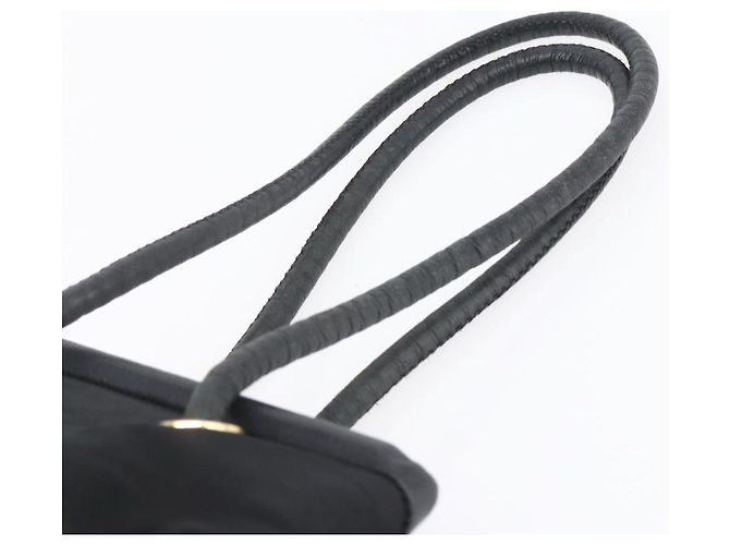 Céline Borsa a Spalla CELINE Nylon Nero Oro Auth 152231 D'oro - vista 8