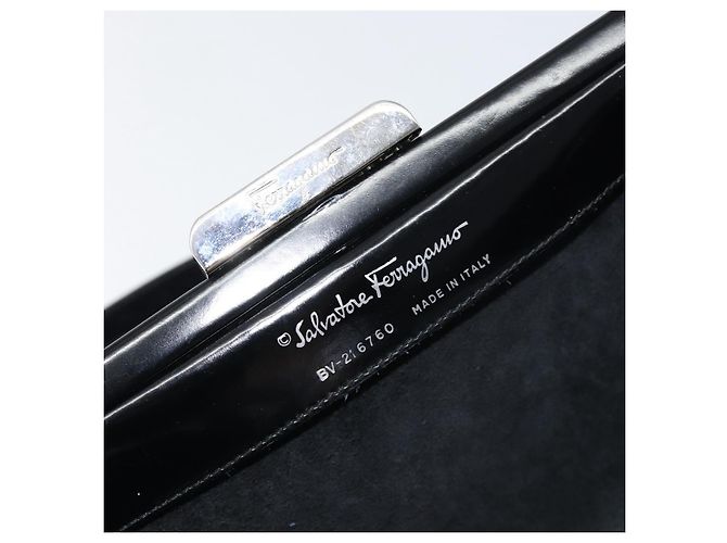Salvatore Ferragamo Tote Bag Emaille Schwarz Silber Auth BA8395 - Ansicht 15