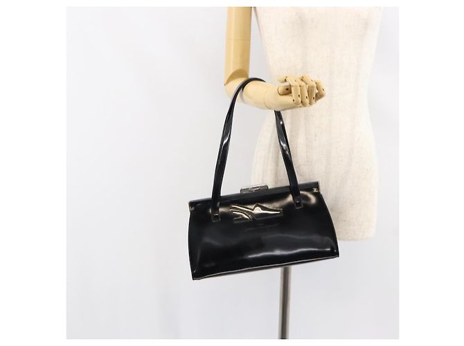 Salvatore Ferragamo Tote Bag Emaille Schwarz Silber Auth BA8395 - Ansicht 19