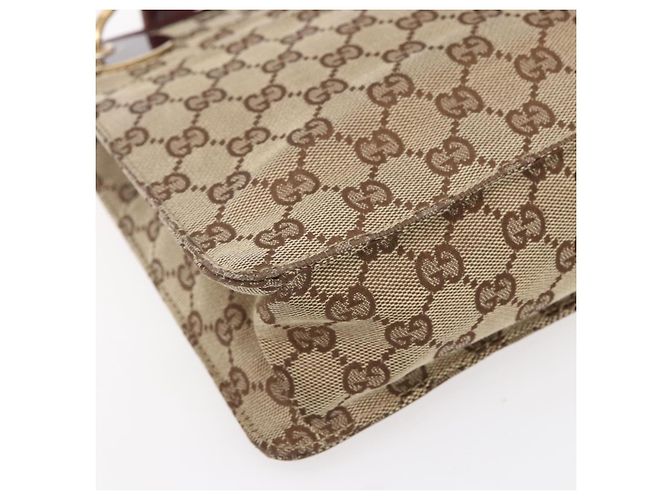 Borsa a Spalla GG Canvas Gucci Beige Oro 120841 Auth 153898 D'oro - vista 11