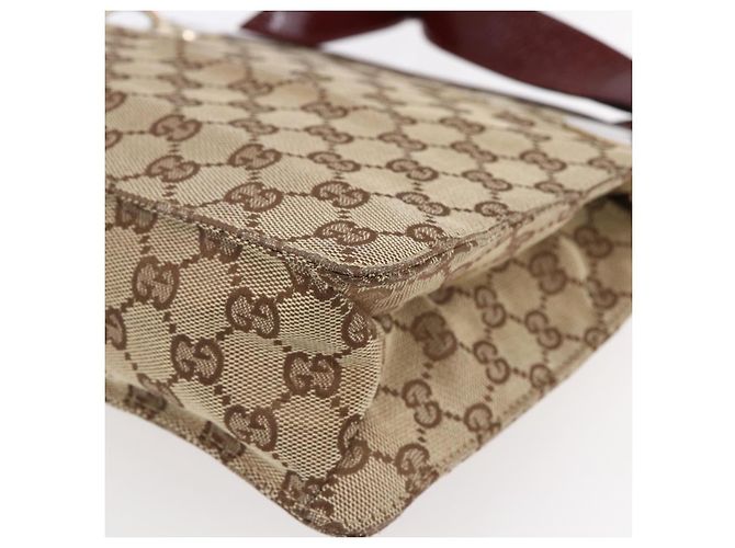 Borsa a Spalla GG Canvas Gucci Beige Oro 120841 Auth 153898 D'oro - vista 12