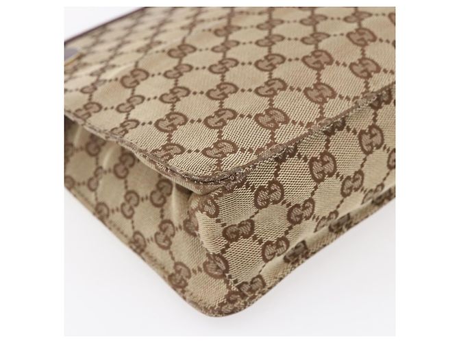 Borsa a Spalla GG Canvas Gucci Beige Oro 120841 Auth 153898 D'oro - vista 13