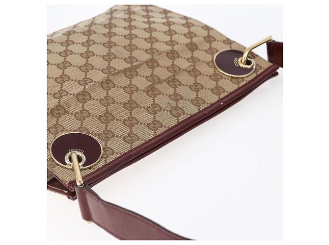 Borsa a Spalla GG Canvas Gucci Beige Oro 120841 Auth 153898 D'oro - vista 6