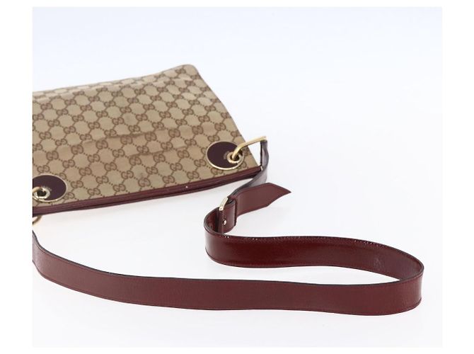 Borsa a Spalla GG Canvas Gucci Beige Oro 120841 Auth 153898 D'oro - vista 7